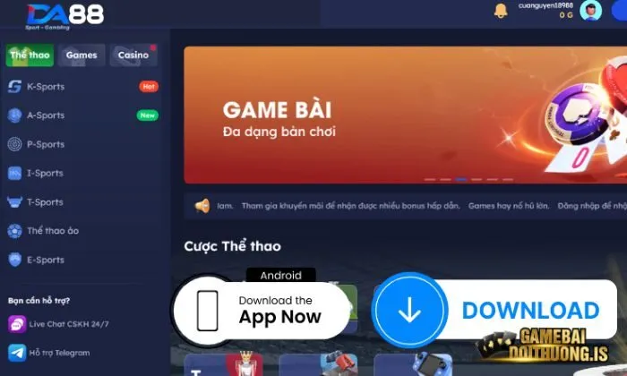 Tải Da88 về di động 